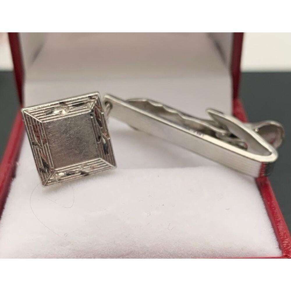 Vintage Hickok Silver Tone Tie Tack /‎ Clip Signed